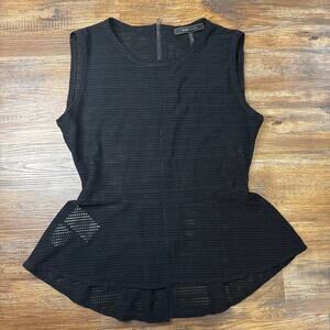 BCBGMAXAZRIA black mesh peplum top size medium EVIA